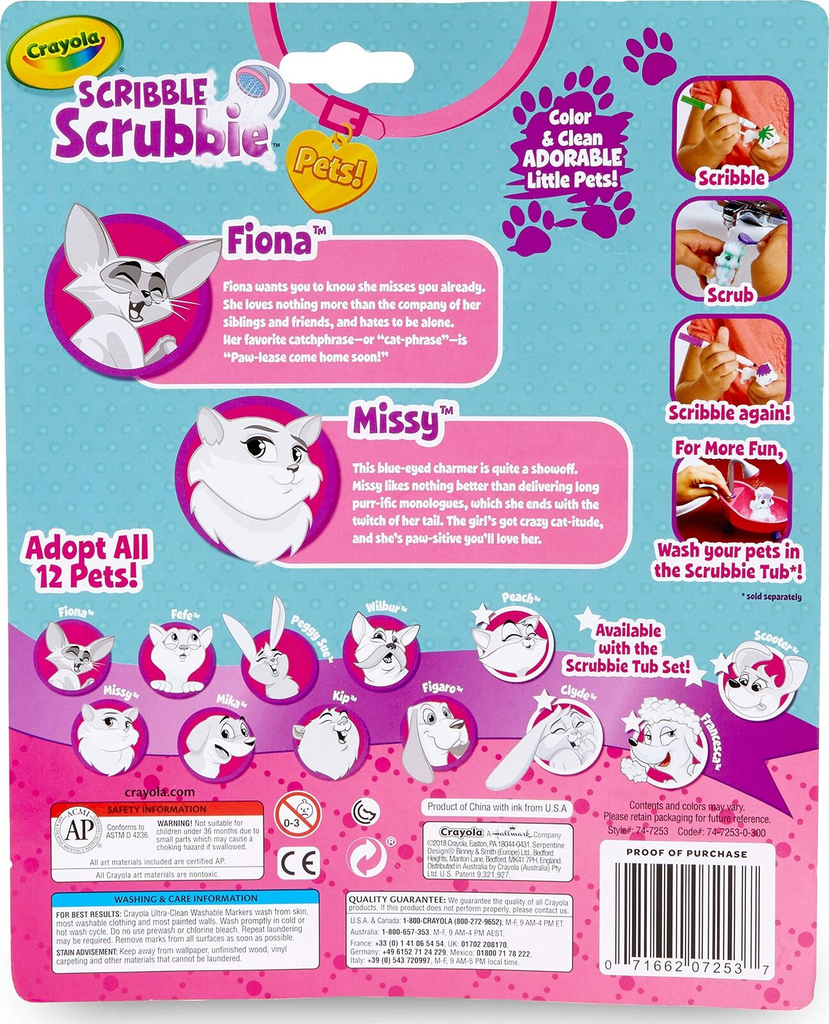 Crayola Scribble Scrubbie Pets Cat Pack Animal Toy Set