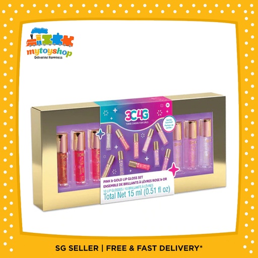 3C4G Pink &amp; Gold Mini Lip Gloss Set 10pk