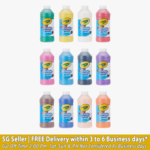Crayola 16 Oz  Plastic Squeeze Bottles Washable Paint 1 Each of 12 Assorted Colors